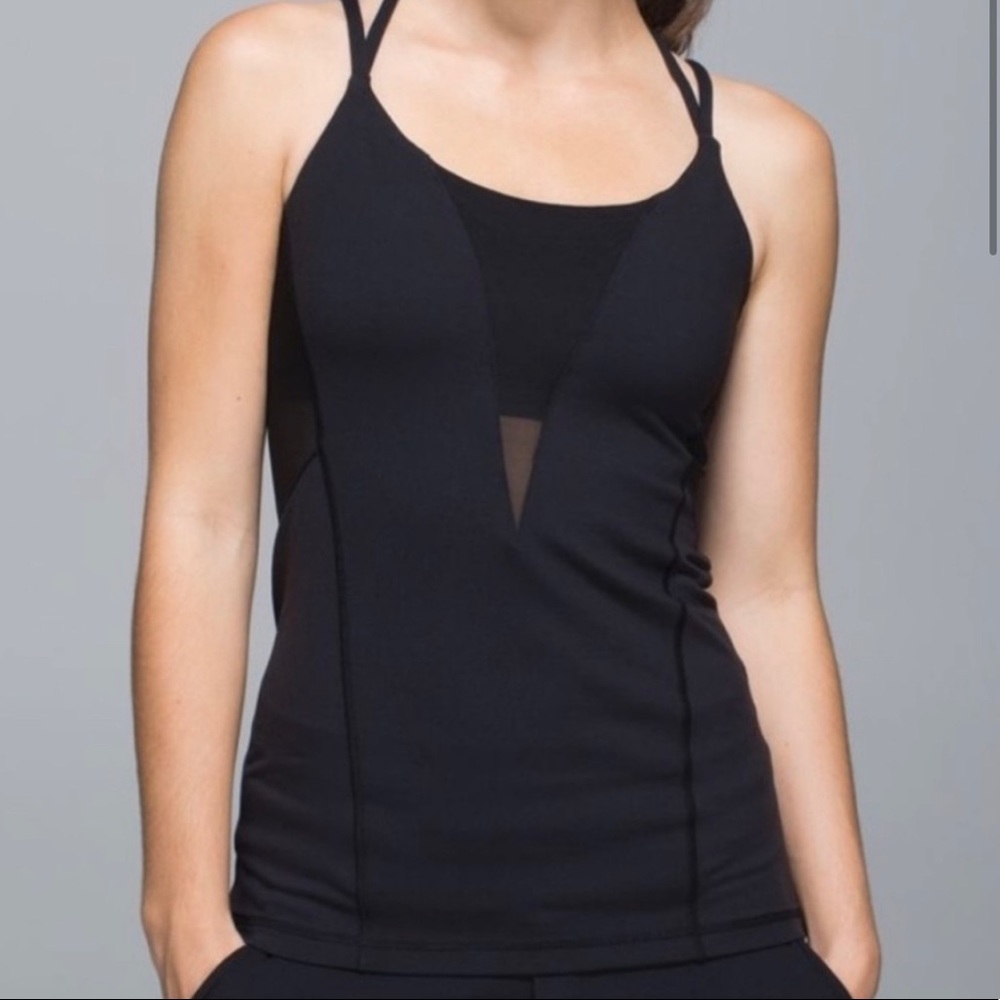 Lululemon black strappy mesh tank